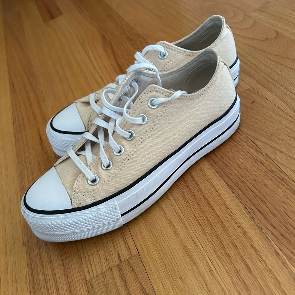 Converse Tan Canvas Platform Sneakers